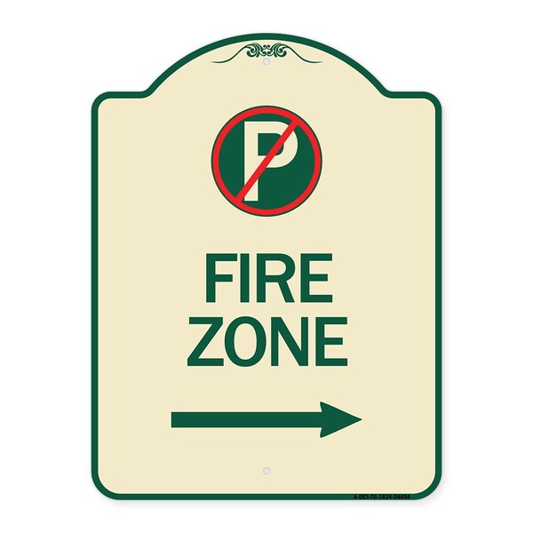 No Parking Symbol and Right Arrow Heavy-Gauge Aluminum Architectural Sign, 24" x 18", TG-1824-24654